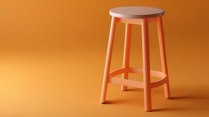 Minimalist Stool on Orange: A modern, minimalist stool stands elegantly against a seamless orange backdrop. Perfect for contemporary interior design concepts. 