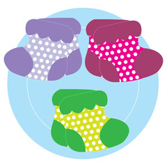 Colorful polka dot socks on white background