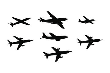 Aviation Armada: Silhouette of various aircraft set against the sky, embodying freedom, travel, and the boundless spirit of exploration.