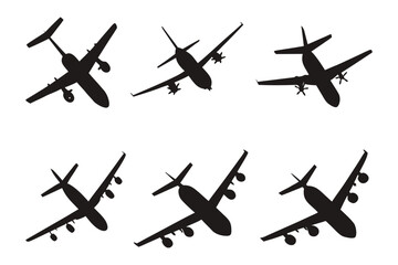 Aviation Silhouette Array: A compelling collection showcases a series of stylized airplane silhouettes, capturing different angles of flight.