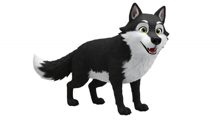 Black and white wolf illustration