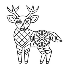 Fototapeta premium Geometric Deer Filled with Tribal and Mandala Patterns Coloring Page