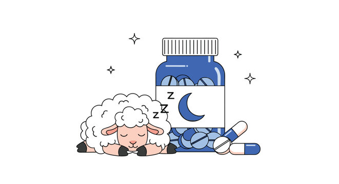 Counting sheep helps you find peaceful sleep with sleeping pills medicine