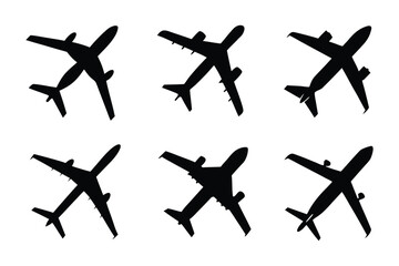 Aviation Ascent: Six silhouettes of aircraft ascend into the sky, capturing the essence of flight and the journey.