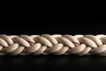 One brown braided rope isolated on black background