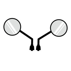 Illustration of a motorcycle rearview mirror spare part with a classic model. Illustration of a motorcycle rearview mirror spare part isolated on a white background.