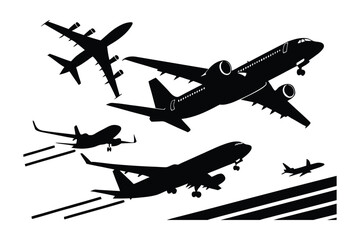 Airborne Silhouettes: A dynamic composition showcases aircraft in silhouette against the sky. This striking image captures the essence of flight and the allure of air travel. 