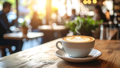Artisan Coffee Delights at Coffee Shop Tranquility in the Morning Sunlight