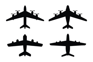 Aerial Ensemble: A high-angle view presents four sleek aircraft silhouettes, exuding a sense of power, precision, and technological sophistication against a backdrop of the endless sky. © hafs121