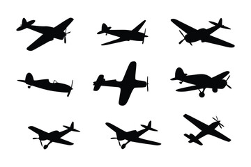Aerial Silhouettes: A captivating collection of aircraft silhouettes, soaring through the sky, each representing a unique journey through the atmosphere.