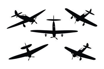 Aerial Aces: A squadron of vintage aircraft silhouettes, poised in dynamic formations, showcasing the timeless elegance of flight.