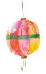 Obraz premium PNG Minimal diwali Hanging Lantern lantern hand-painted traditional.
