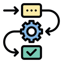 Marketing plan icon flat line style illustration representing strategic promotion and business development, suitable for advertising campaigns, brand management, and corporate planning projects
