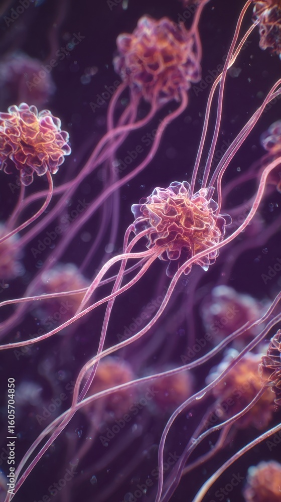 Poster detailed microscopic image of cilia structure failing to beat properly emphasizing cellular dysfunct