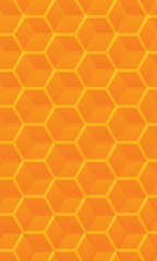 Yellow, orange beehive background. Honeycomb, bees hive cells pattern. Bee honey shapes. Vector geometric seamless texture symbol. Hexagon, hexagonal raster, mosaic cell sign or icon. Gradation color.