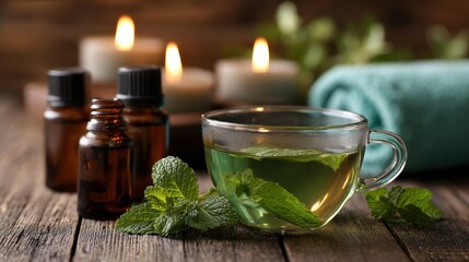 Relaxing herbal tea preparation cozy home beverage photography warm atmosphere close-up wellness concept