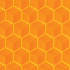 Yellow, orange beehive background. Honeycomb, bees hive cells pattern. Bee honey shapes. Vector geometric seamless texture symbol. Hexagon, hexagonal raster, mosaic cell sign or icon. Gradation color.