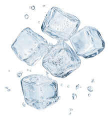 Obraz premium PNG Ice cubes floating accessories refreshing.