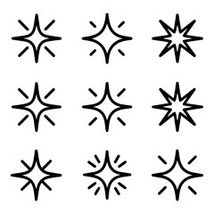  Quality full and unique Shine sparkle line icon set
