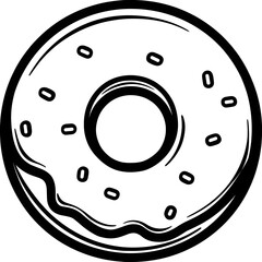 Image of a coloring page featuring a donut sprinkled with colored sugar on top.