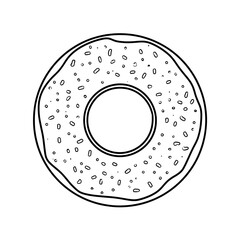 Image of a coloring page featuring a donut sprinkled with colored sugar on top.