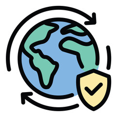 Immigration icon flat line style illustration representing cross-border movement and residency processes, suitable for visa services, government agencies, and international relocation projects