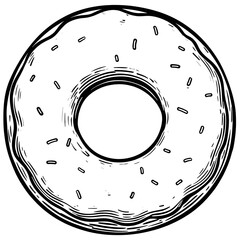Image of a coloring page featuring a donut sprinkled with colored sugar on top.