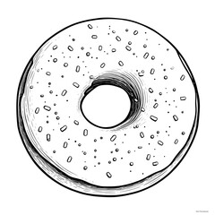 Image of a coloring page featuring a donut sprinkled with colored sugar on top.