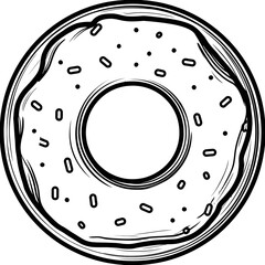 Image of a coloring page featuring a donut sprinkled with colored sugar on top.