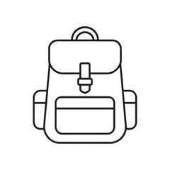 Minimalist Black Line Art Backpack Icon – Simple School Bag Outline Illustration Isolated on Transparent Background