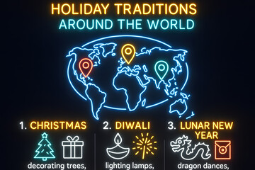 Exploring Global Holiday Traditions Infographic for Cultural Education and Travel