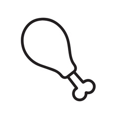 Minimal Chicken Drumstick Icon – Simple Black Line Art Meat Outline for Food and Cooking Illustrations
