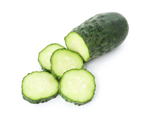 Slices of fresh cucumber isolated on white