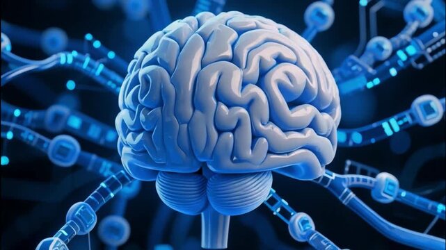 Digital Brain Network Visualization with Neural Connections - Powered by Adobe