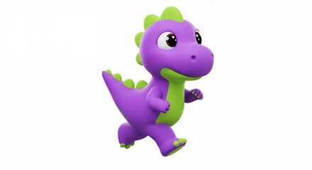 Fototapeta premium Purple dinosaur figurine running