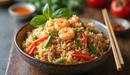 fried rice with vegetables served on a plate