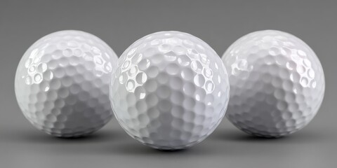 Three pristine golf balls stand in perfect alignment, a testament to precision and the pursuit of excellence. The image evokes a sense of focus and the dedication inherent in the sport.