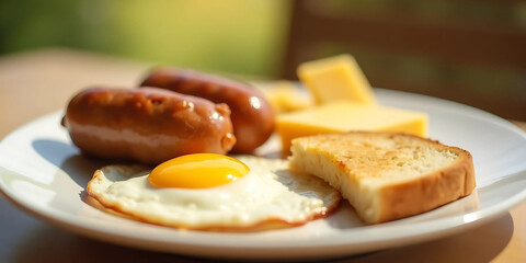 Delicious breakfast with fried egg 