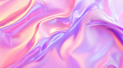 A pink color gradient iridescent background features an abstract rainbow effect with pastel hues.