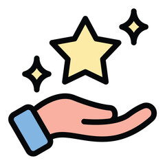 Fame icon flat line style illustration representing public recognition and popularity, suitable for entertainment industry projects, influencer branding, and achievement celebrations