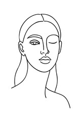 Minimalist Woman's Face with Closed Eye