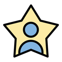 Idol icon flat line style illustration representing admired public figures or role models, suitable for pop culture content, fan community projects, and entertainment branding