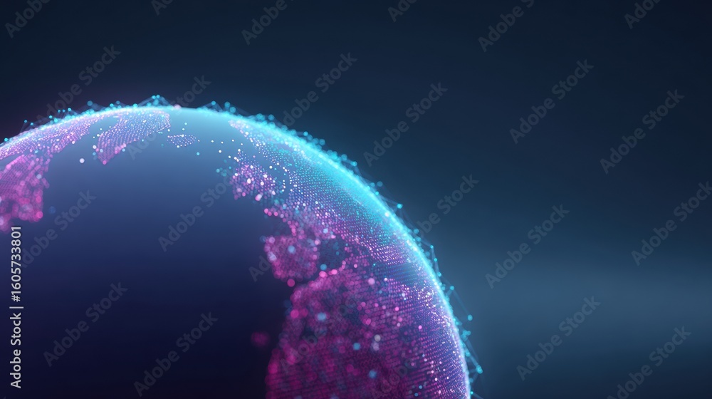 Poster digital world globe - tech network, data visualization