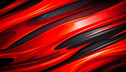 Dynamic Abstract Background with Vibrant Red Swirls and Sleek Black Accents
