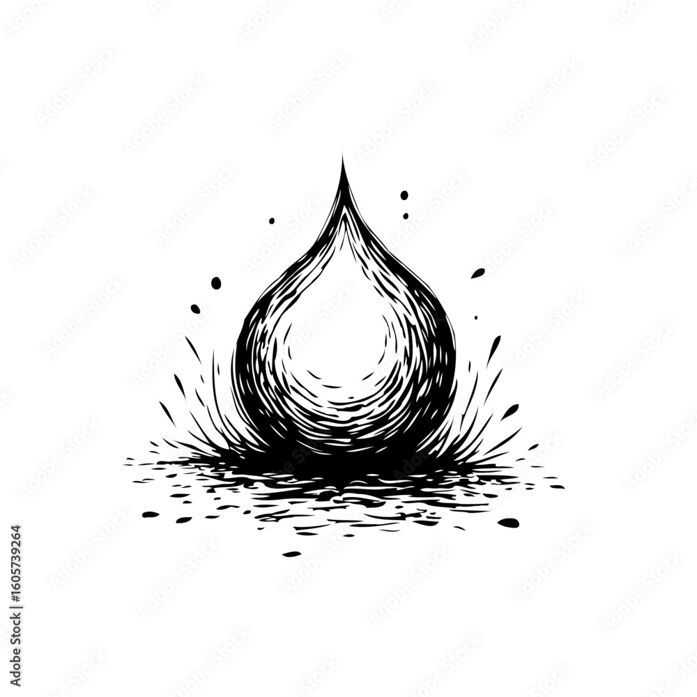 Fototapete elegant abstract droplet design creating depth through artistic ink sketch and splatter representati