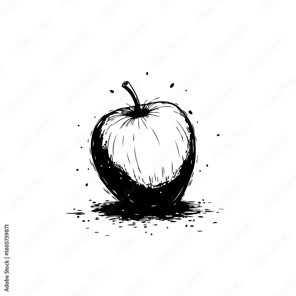 Poster a minimalistic monochrome apple vector illustration enhancing visual appeal for various design proje