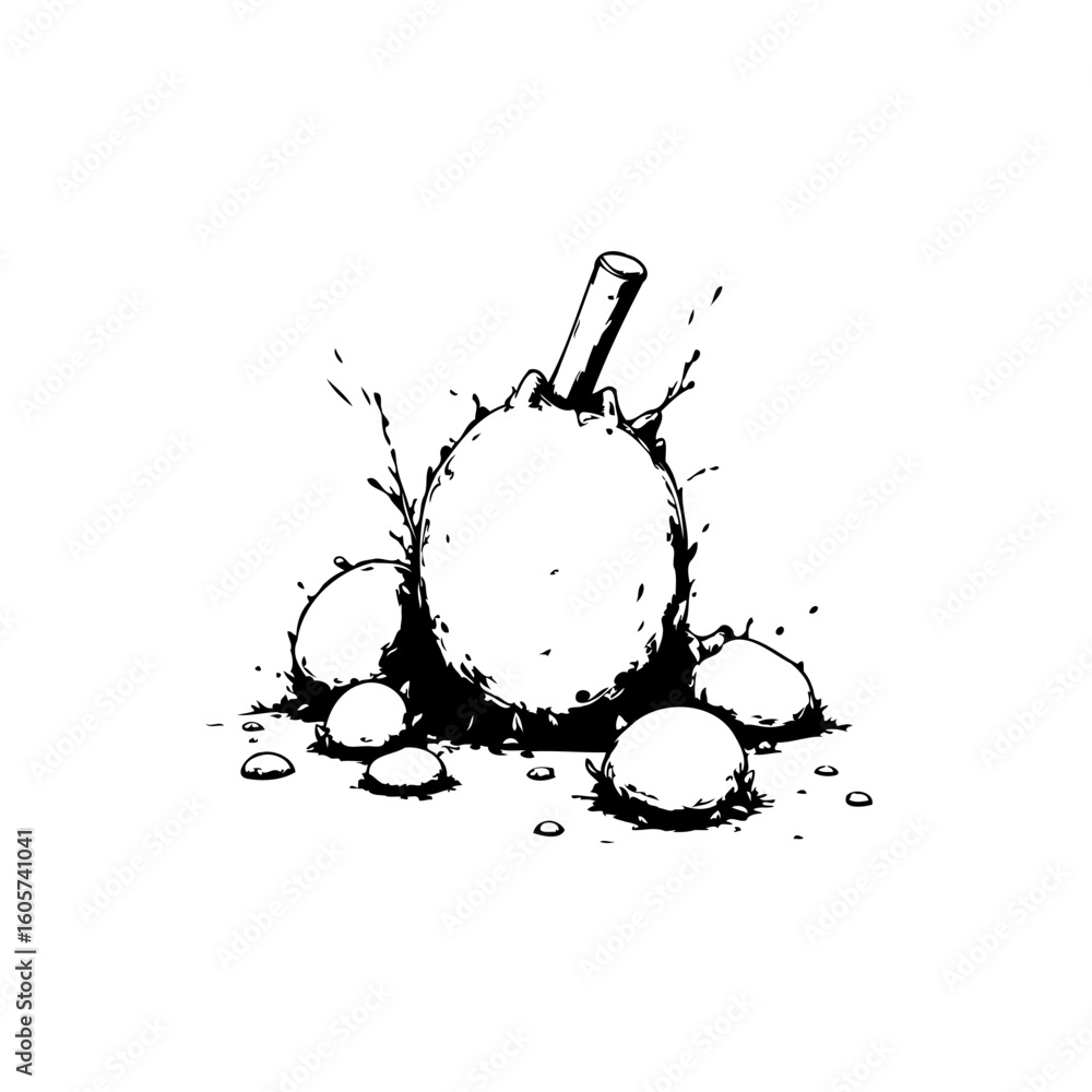 Aufkleber monochrome artistic portrayal of an object submerged in a liquid generating splashes and small drops