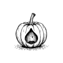 A captivating line art illustration of a carved pumpkin expressing artistry and autumnal charm with classic halloween symbol
