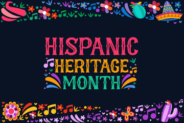  hispanic heritage month with decoration element for poster design