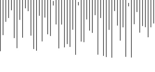 Thin line halftone black texture. Fading vertical stripe gradation background. Black parallel lines wallpaper for overlay, print, cover, banner, poster. Vector